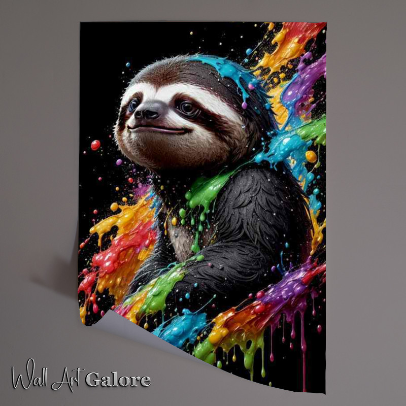 Buy Unframed Poster : (Sloth with a splash of colour)