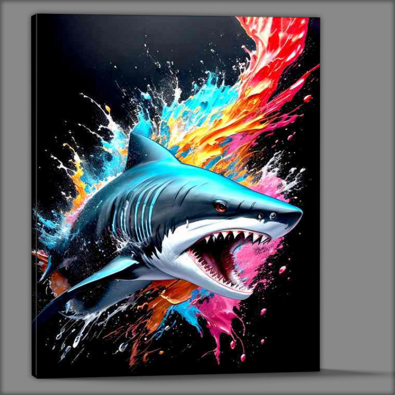 Buy Canvas : (Spectacular Shark Wisdom spalsh art)