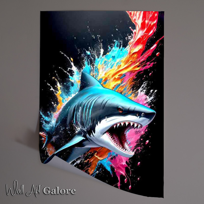Buy Unframed Poster : (Spectacular Shark Wisdom spalsh art)