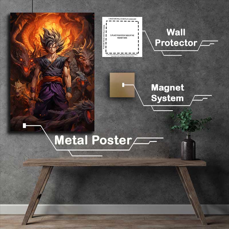 Buy Metal Poster : (Dragon ball character Goku and the dead dragons)