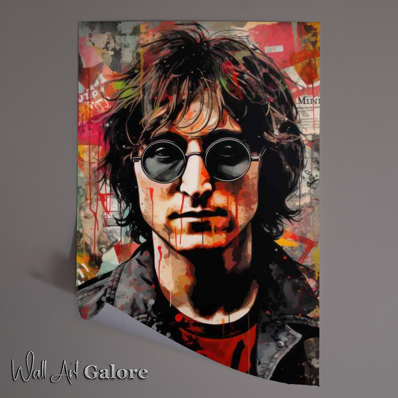Buy Unframed Poster : (John Lennon with glasses in splash art style coloured)