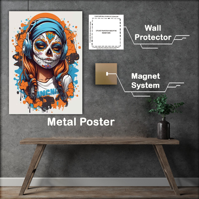 Buy Metal Poster : (Spectral Sneaker Beauty Day of the Dead Artistry)