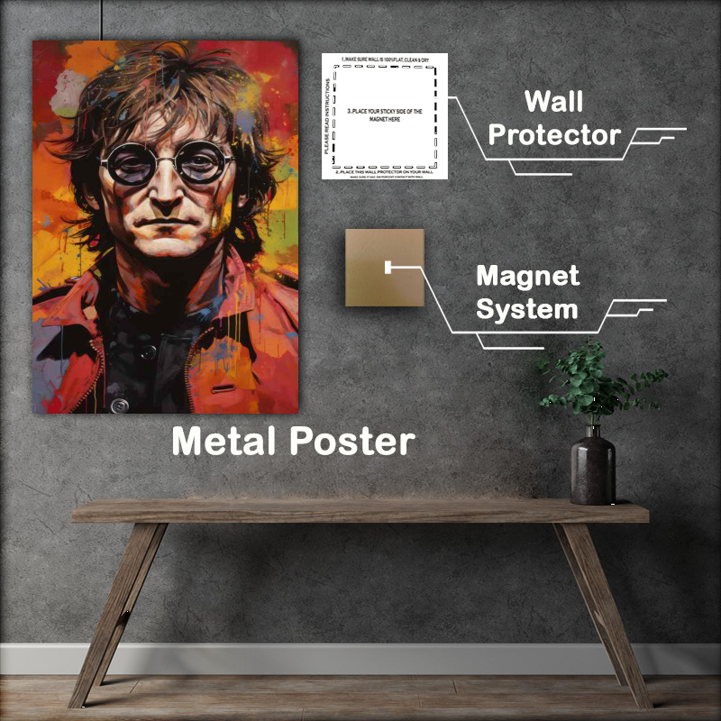 Buy Metal Poster : (John Lennon with glasses in splash art style just cool)