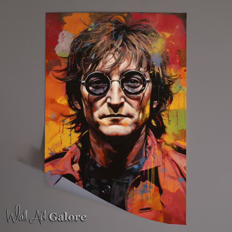 Buy Unframed Poster : (John Lennon with glasses in splash art style just cool)