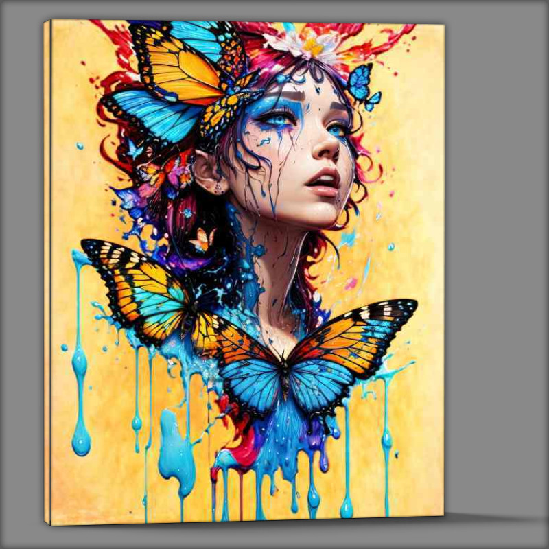 Buy Canvas : (Vibrant Flight of Innocence Lady And The Butterflies)