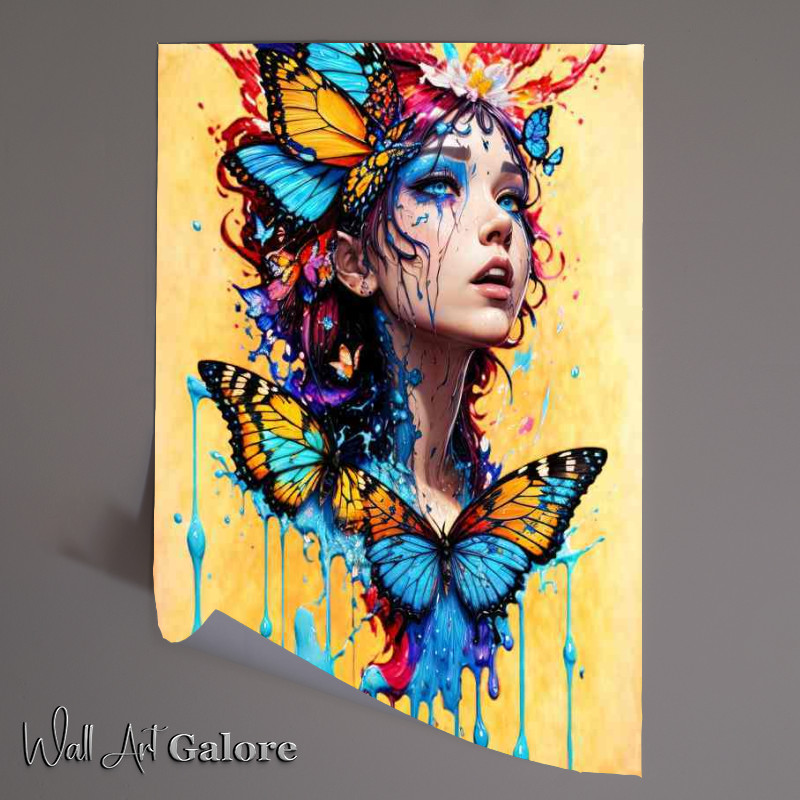 Buy Unframed Poster : (Vibrant Flight of Innocence Lady And The Butterflies)