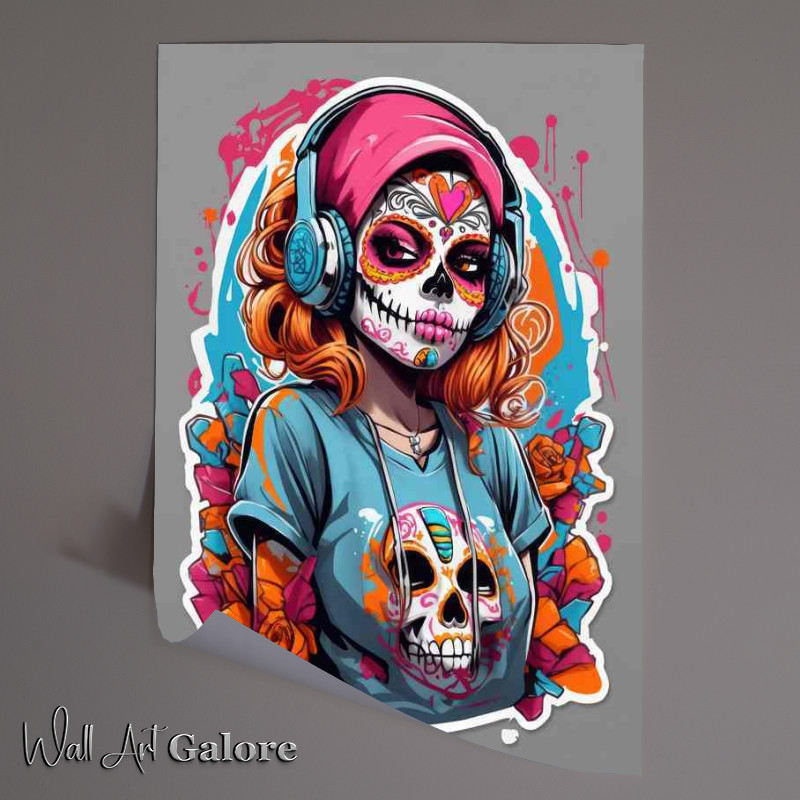 Buy Unframed Poster : (Vibrant Skull Sneaker Symphony Lady of the Dead Art)