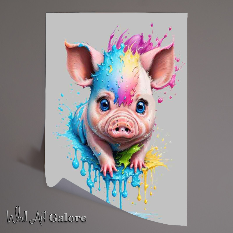 Buy Unframed Poster : (Vivid Little Snout Piggy Splash Art)