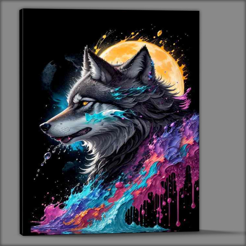 Buy Canvas : (Wolf out at night splash art)