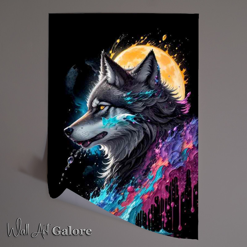 Buy Unframed Poster : (Wolf out at night splash art)