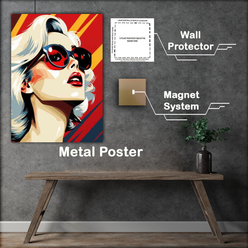 Buy Metal Poster : (Lady gaga pop art with glasses)