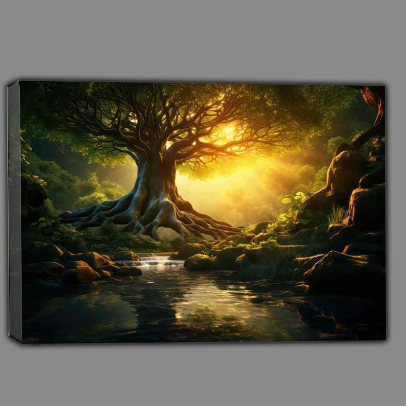 Buy Canvas : (Sunlight Tranquility Lush Forest)