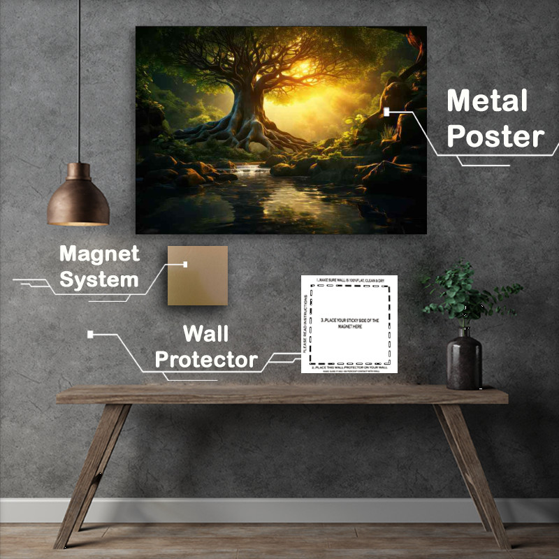 Buy Metal Poster : (Sunlight Tranquility Lush Forest)