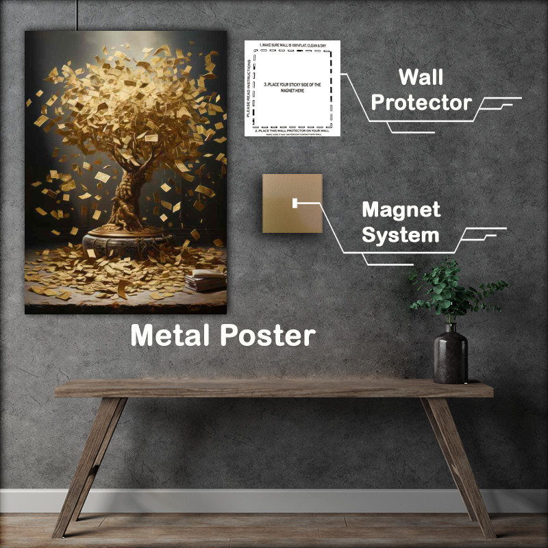 Buy Metal Poster : (Currency Cascade Wealthy Tree)