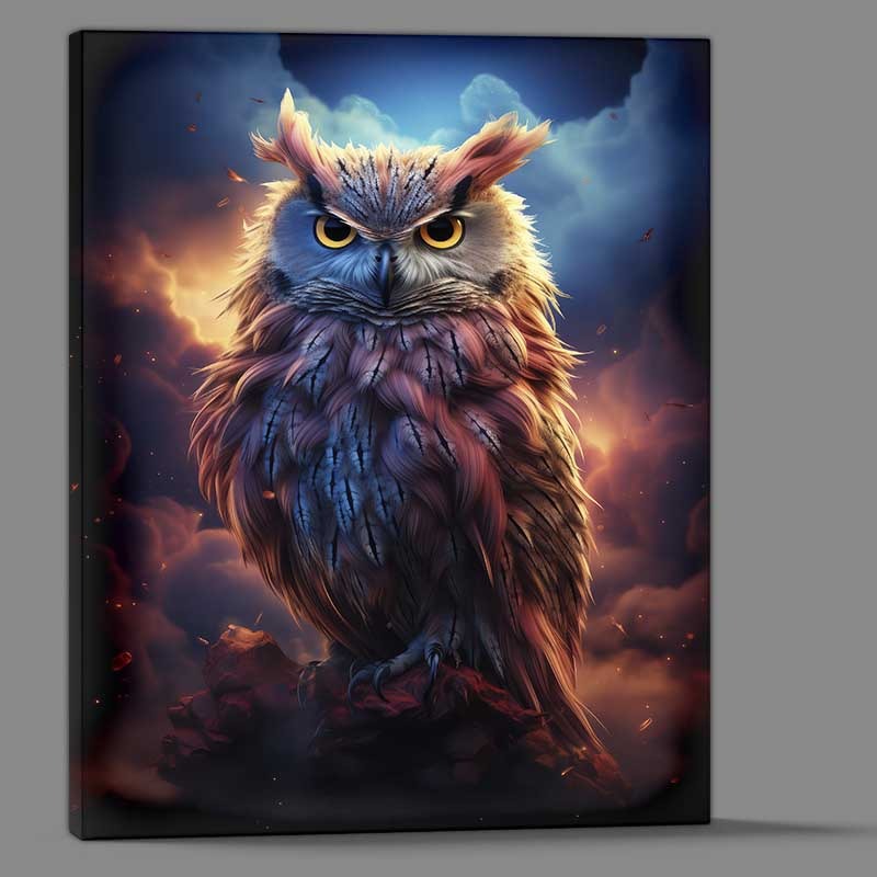 Buy Canvas : (Owl on a perch in the night sky)