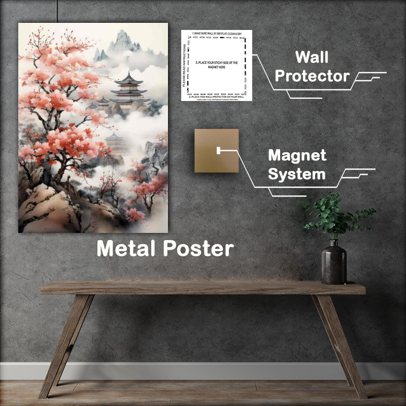 Buy Metal Poster : (Mountain Elegance Chinese Blossom)