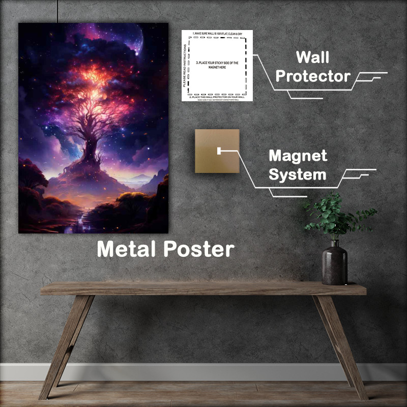 Buy Metal Poster : (Night Sky Over The Boughs)