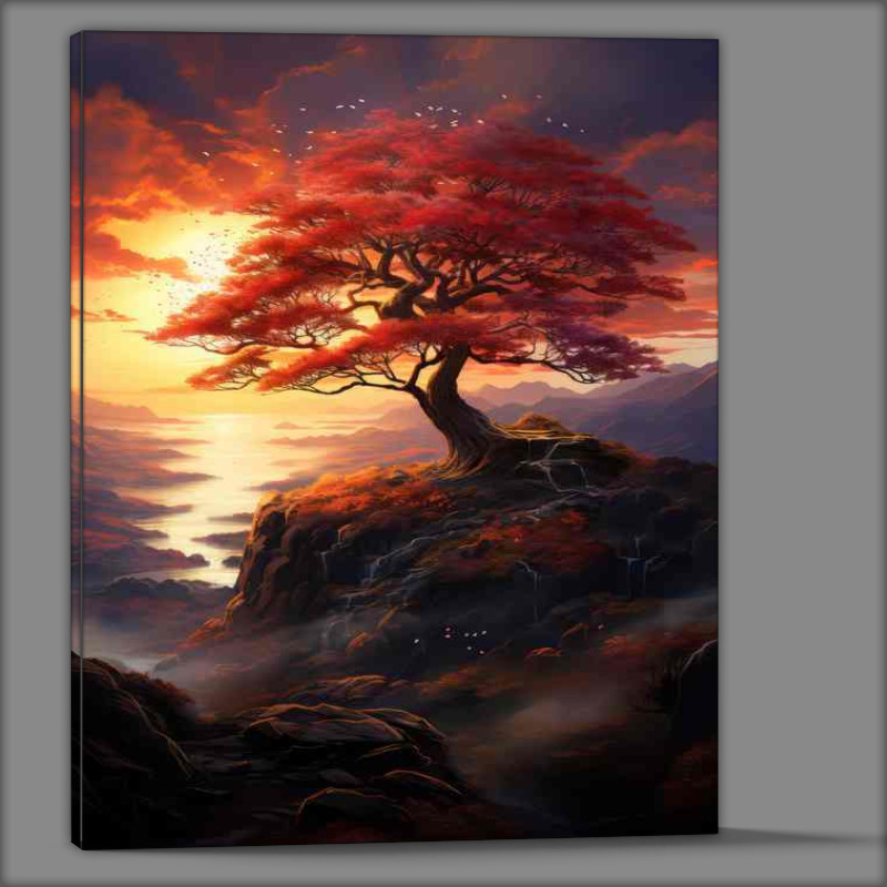 Buy Canvas : (Red Sunset Tree)