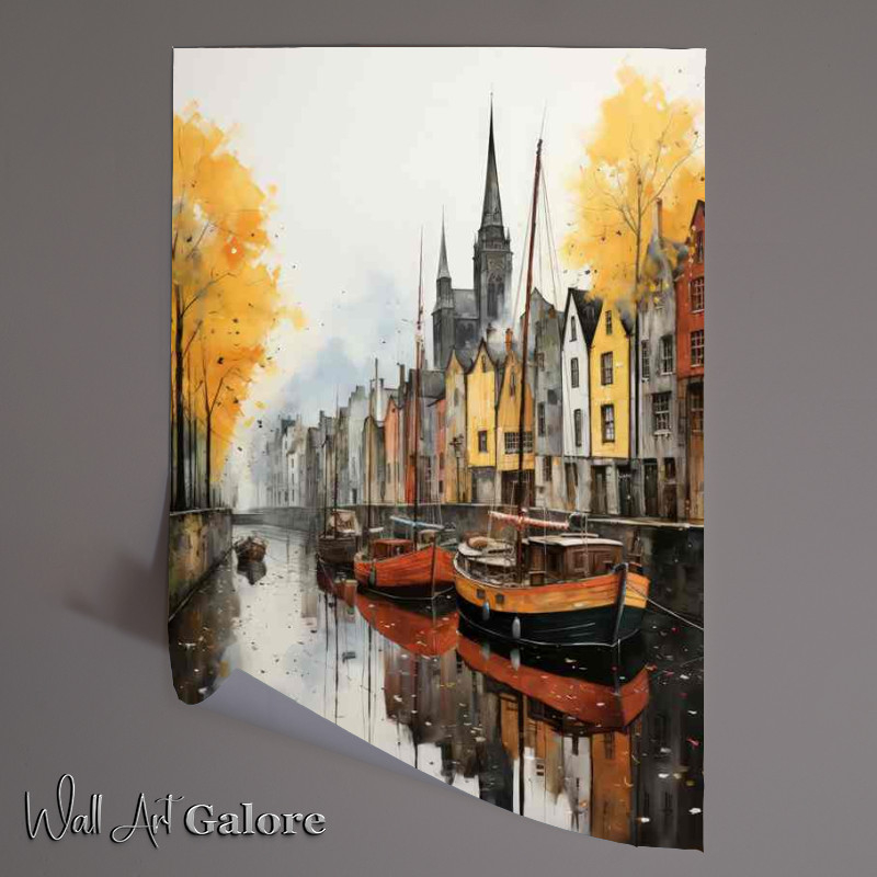 Buy Unframed Poster : (Small Boats Docked In A Lake)