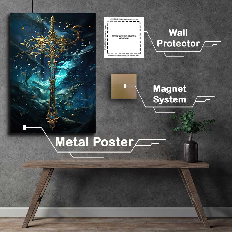 Buy Metal Poster : (Fan art anime picture of a sword in the water)