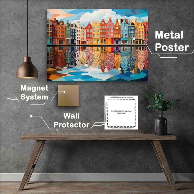Buy Metal Poster : (A Colouful Facade Town)