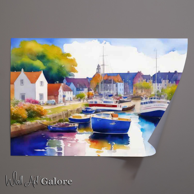 Buy Unframed Poster : (Harbour front Bliss Colorful Townscape)