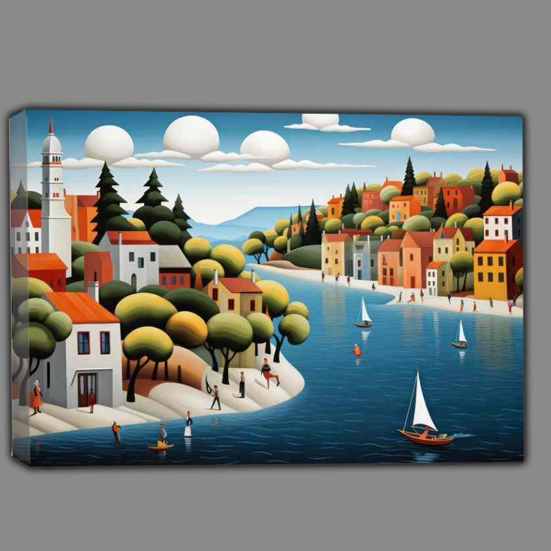 Buy Canvas : (Lakeside Dwellings idyllic Abodes)