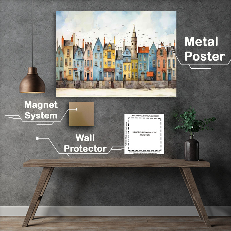Buy Metal Poster : (Quaint Houses In A Town)