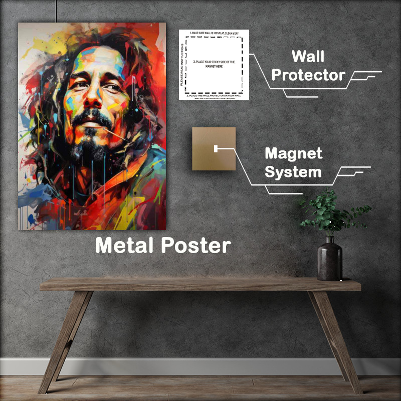Buy Metal Poster : (Rasta with love Bob Marley)
