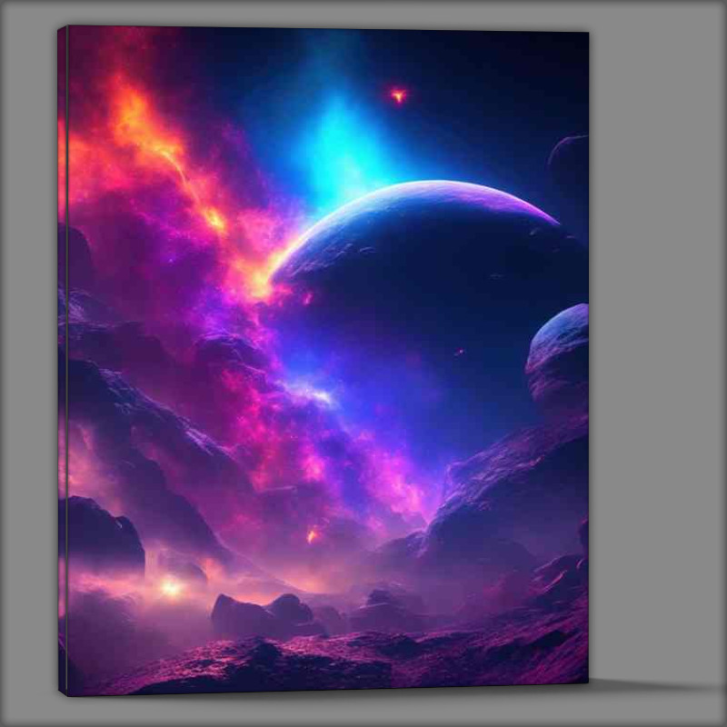 Buy Canvas : (Fantasy space scene with boulders)