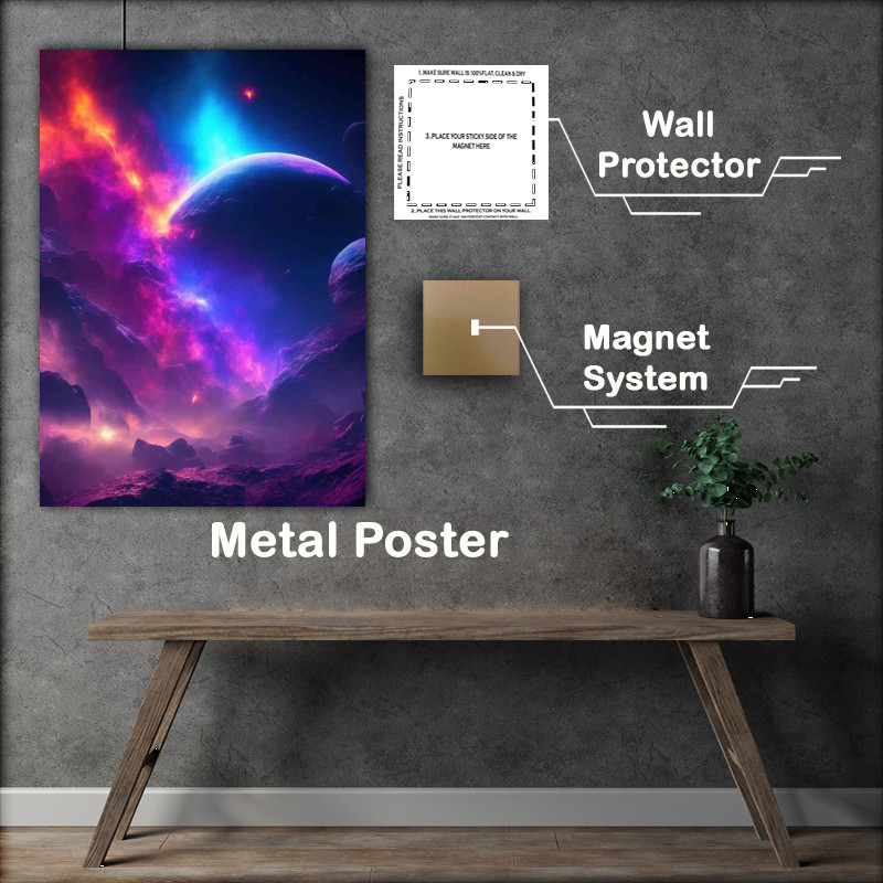 Buy Metal Poster : (Fantasy space scene with boulders)