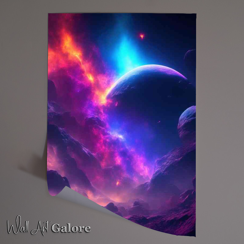 Buy Unframed Poster : (Fantasy space scene with boulders)