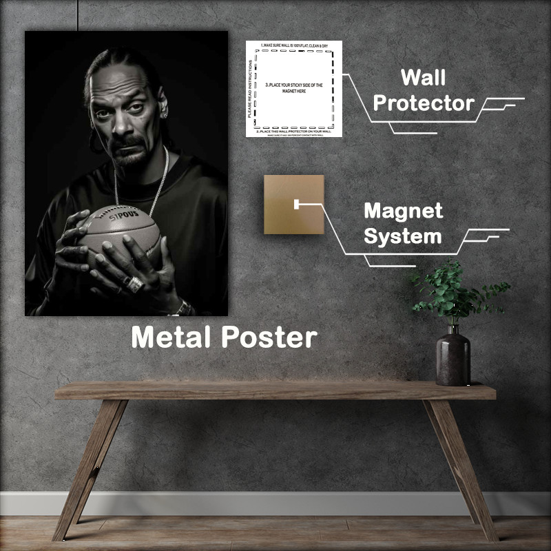 Buy Metal Poster : (Snoop dogg with Basketball while holding his fingers)
