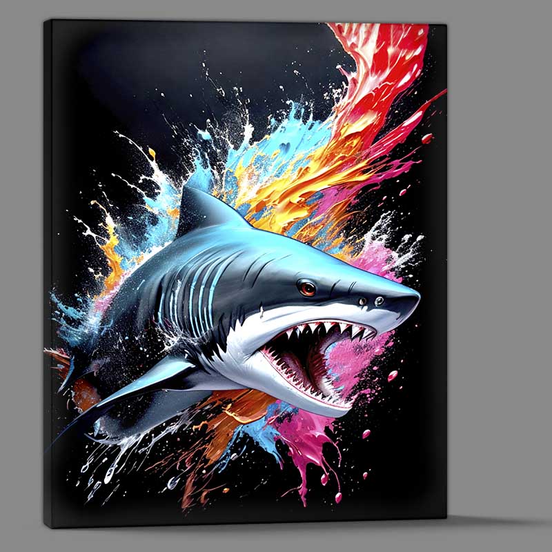 Buy Canvas : (Shark spalsh art King Of The Ocean)
