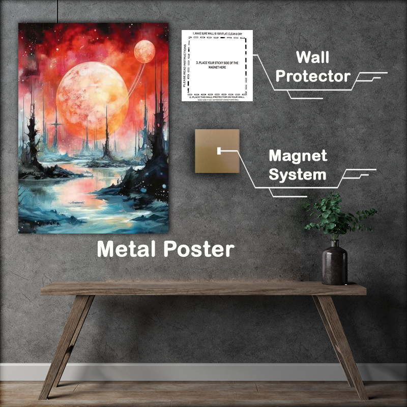 Buy Metal Poster : (Mesmerizing Interstellar Illustration Artistic Galaxy)