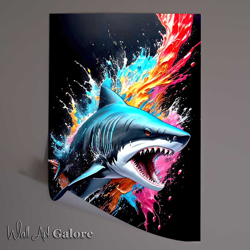 Buy Unframed Poster : (Shark spalsh art King Of The Ocean)