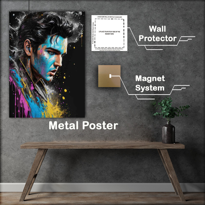 Buy Metal Poster : (Splash art Elvis Presley)