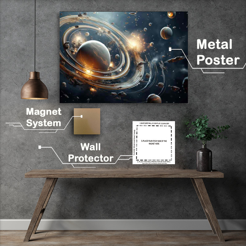 Buy Metal Poster : (Abstract Astro Art Creative Saturn Space)