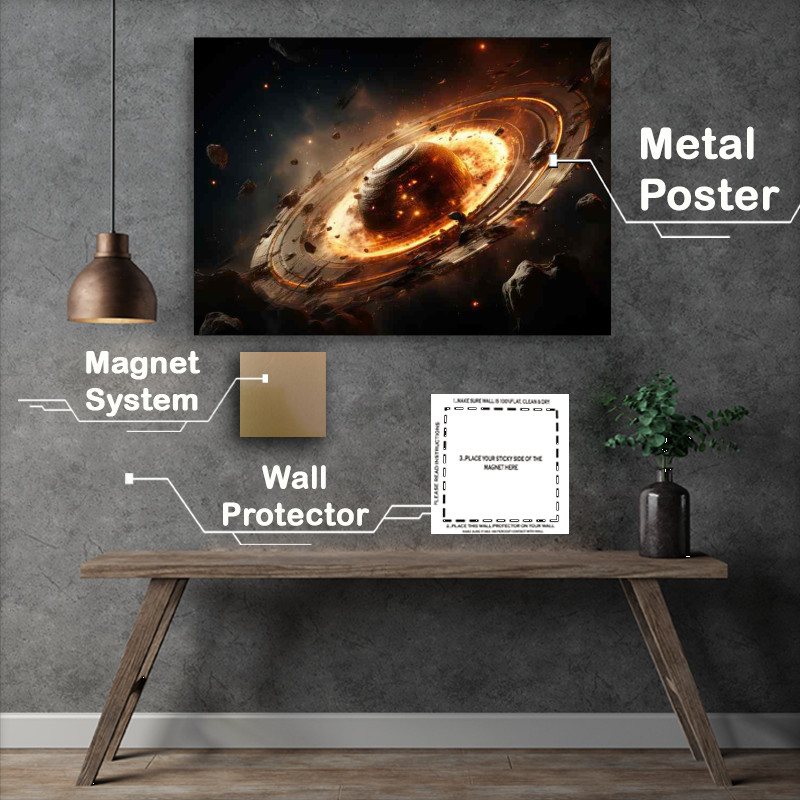Buy Metal Poster : (Majestic Saturn In Stunning Space)