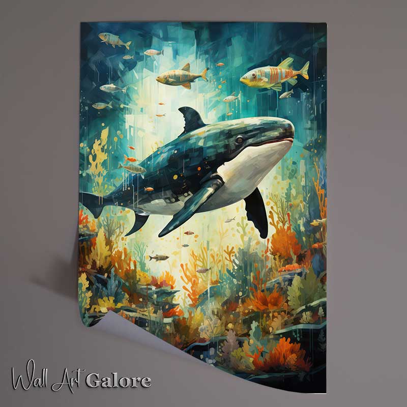 Buy Unframed Poster : (Whale Flying Over The Corel Deep In The Sea)