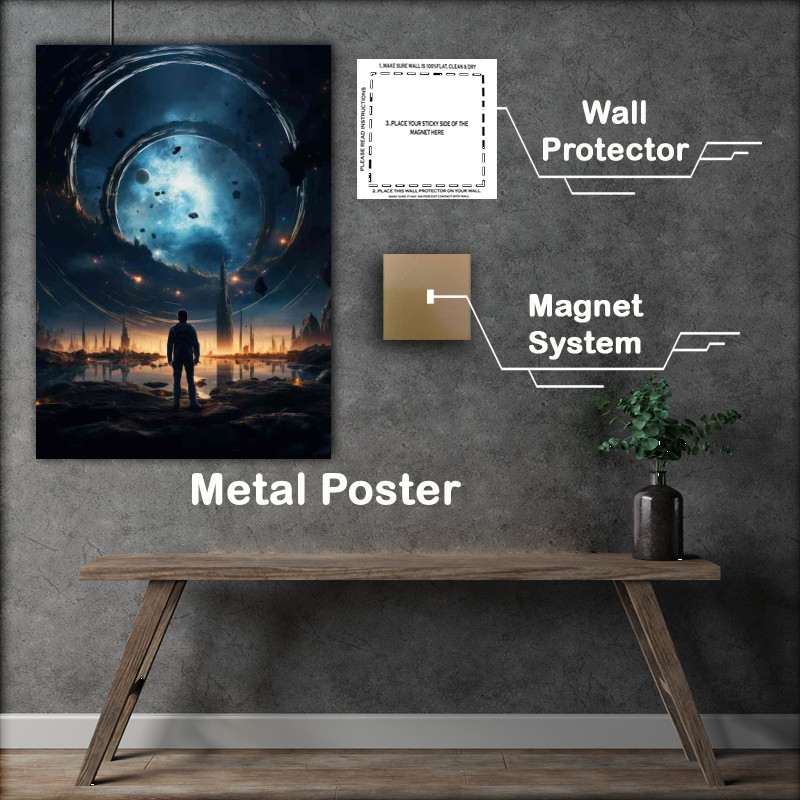 Buy Metal Poster : (Celestial Wanderer Astronaut in the Infinite Cosmos)