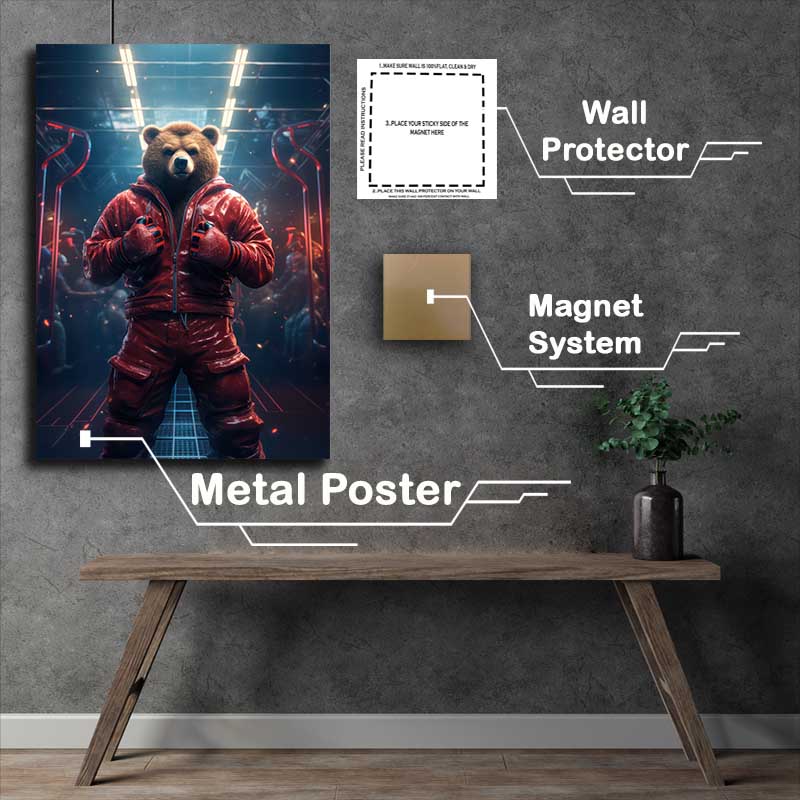 Buy Metal Poster : (Barney The Bear In The Middle Of The Cage)