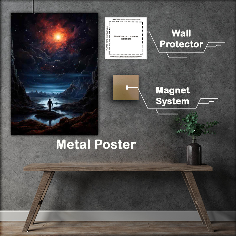 Buy Metal Poster : (Cosmic Voyager Astronaut Adventures Beyond Earth)