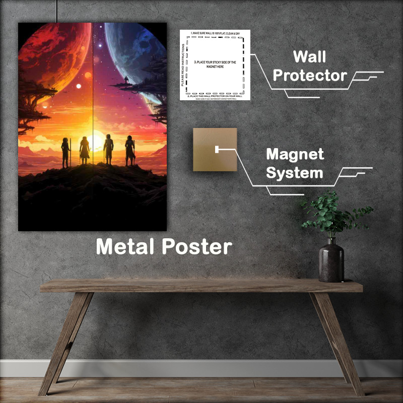 Buy Metal Poster : (Dreamy Universe People On The Moon)