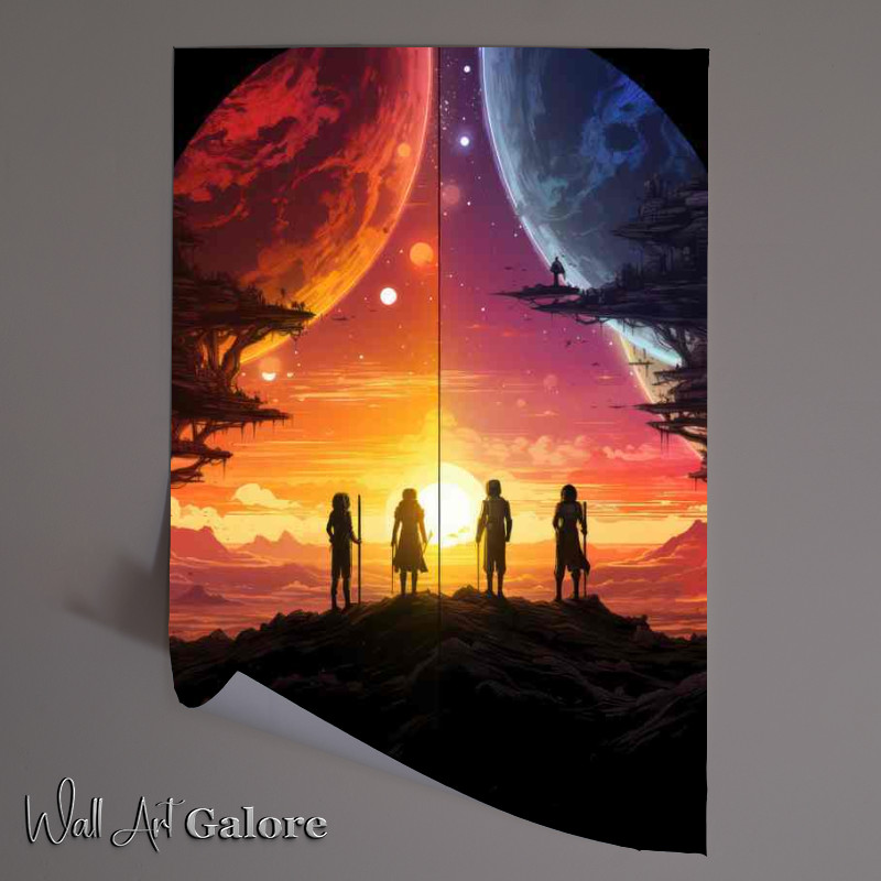 Buy Unframed Poster : (Dreamy Universe People On The Moon)