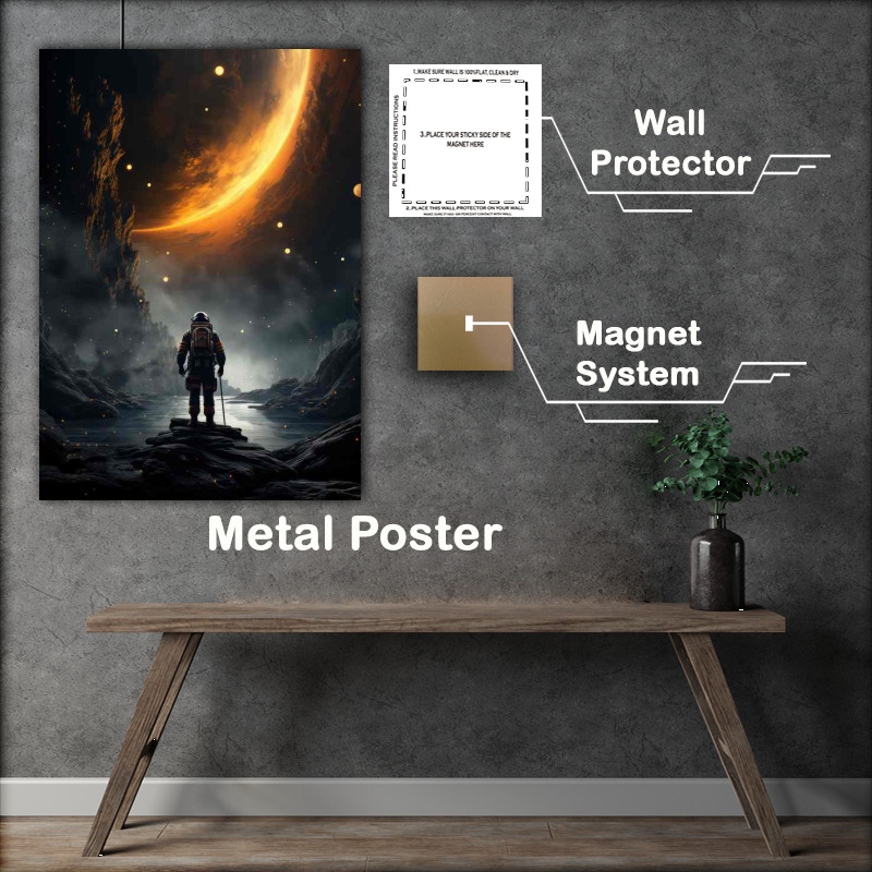 Buy Metal Poster : (Galactic Solitude Lone Explorer in the Cosmos)