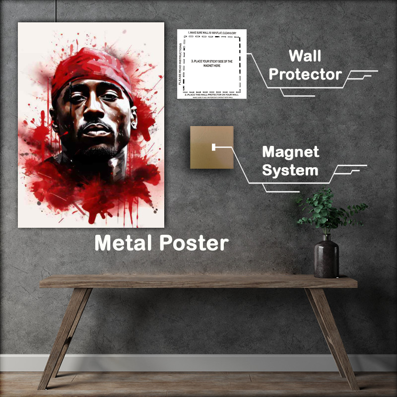 Buy Metal Poster : (Tupac just a little splash of red)
