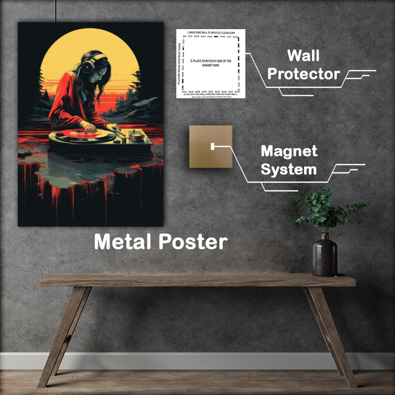 Buy Metal Poster : (female Dj with the vinyl records old skool)