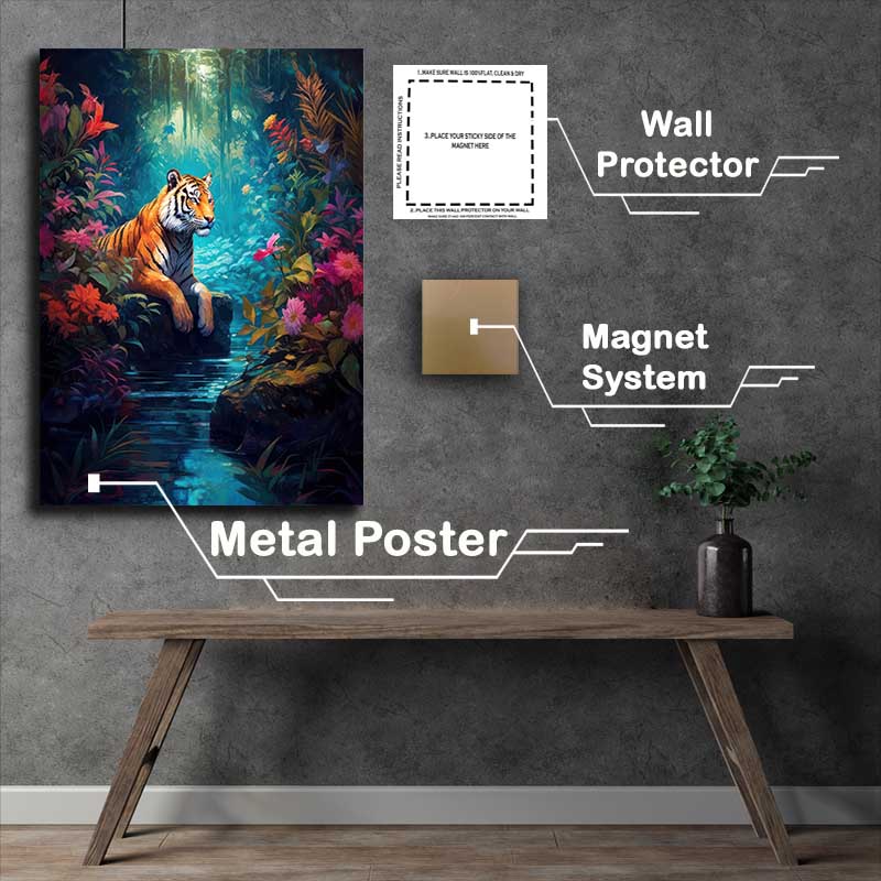 Buy Metal Poster : (Auroras Adventure Tiger By The Lake)