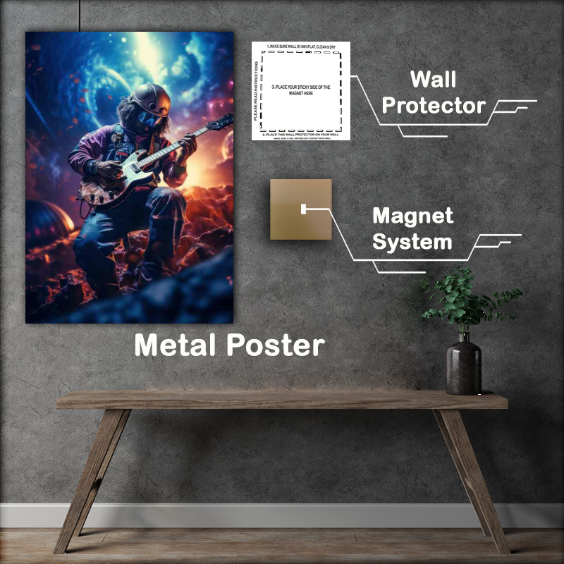 Buy Metal Poster : (Astronaut Playing Guitar Exploration of the Cosmos)